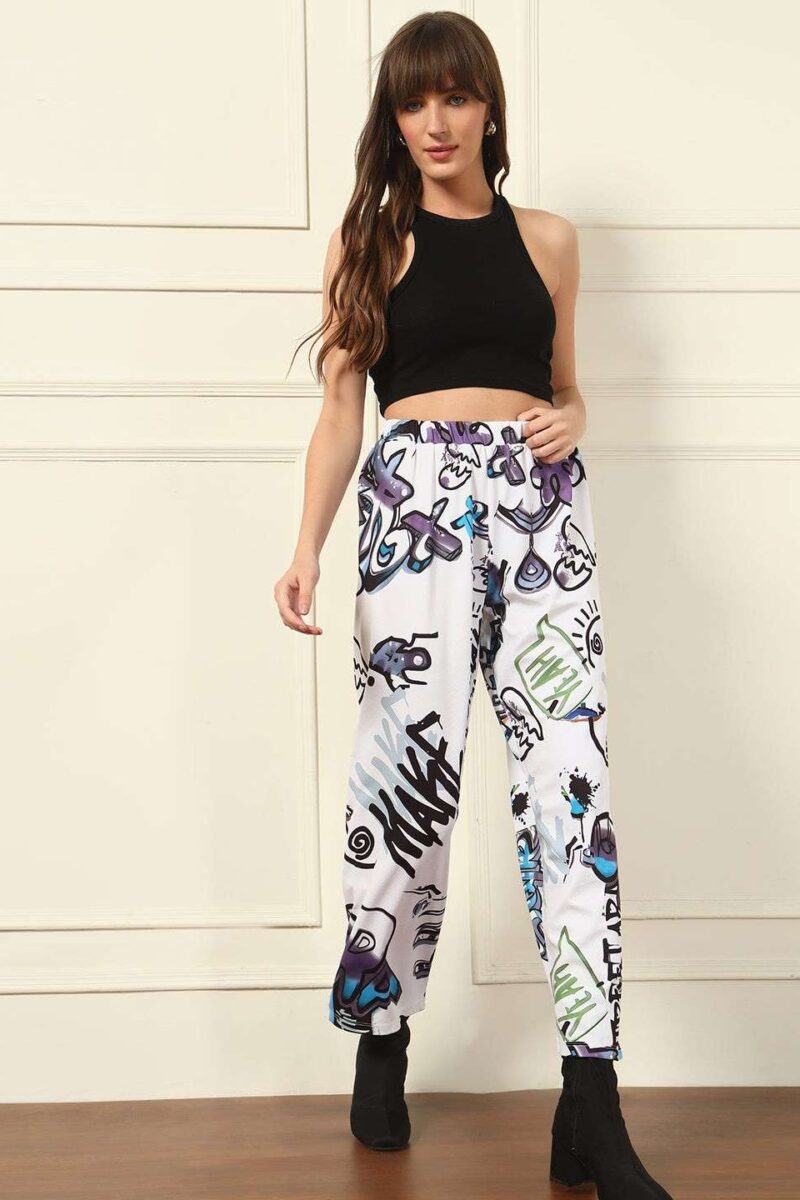 Women Typographic Print Relaxed Fit Pants