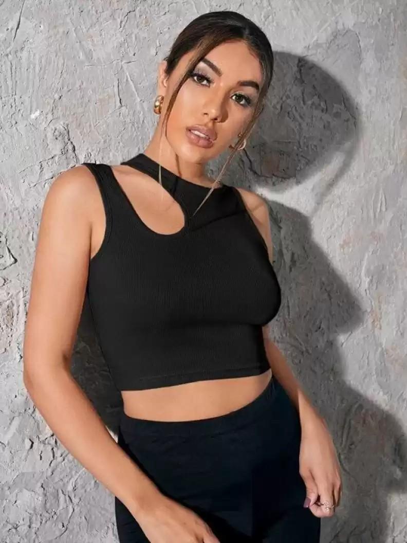 Eyebogler Cut Out Fitted Crop Top