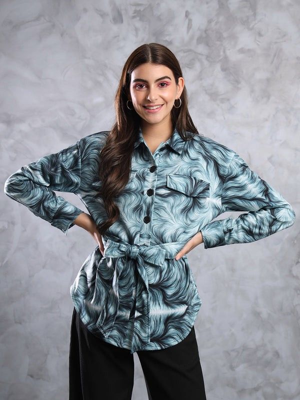 FLEECE BLEND Printed Coat For Women