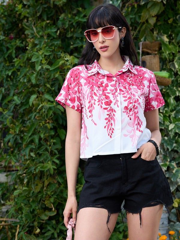 Women Comfort Boxy Fit Floral Printed Spread Collar Casual Shirt