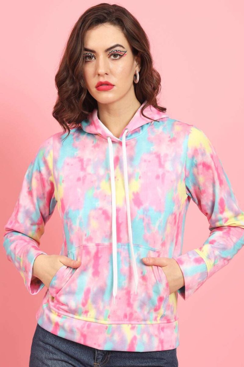 Sleeve Printed Hooded Sweatshirt