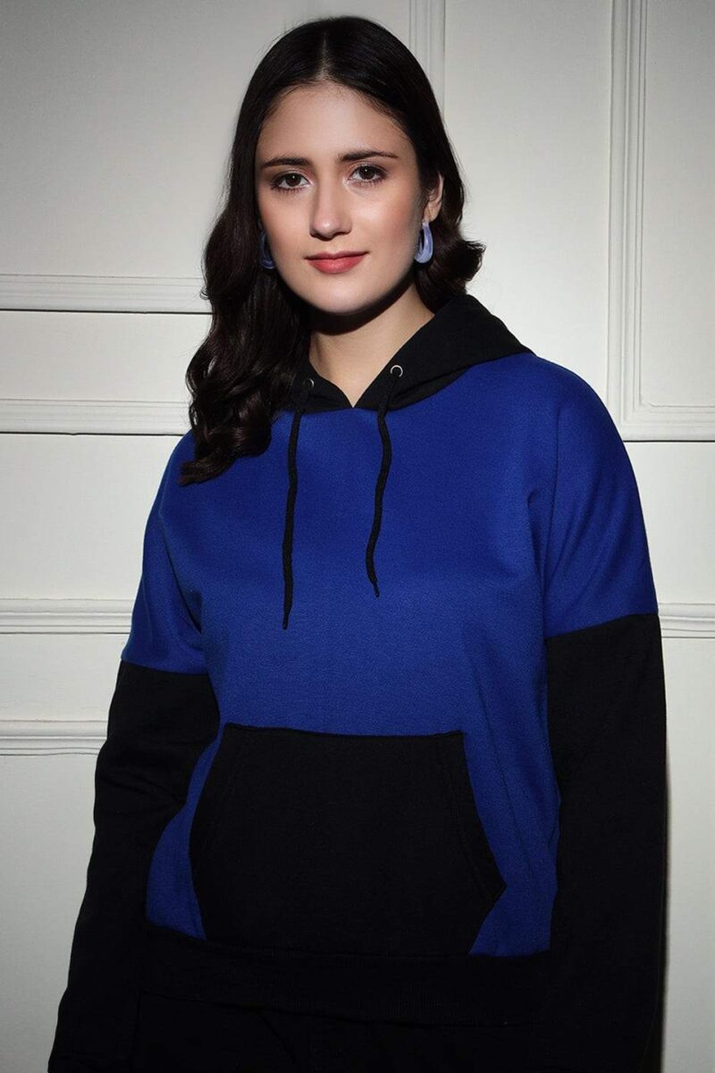 Sleeve Solid Hooded Sweatshirt